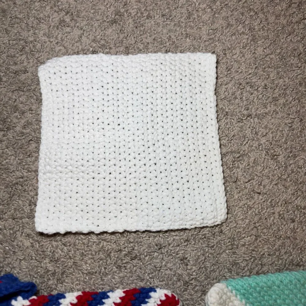 Hand Crochet Hot Pads Pink Blue Brown USA Kitchen Farmhouse Cottage LOT of 9